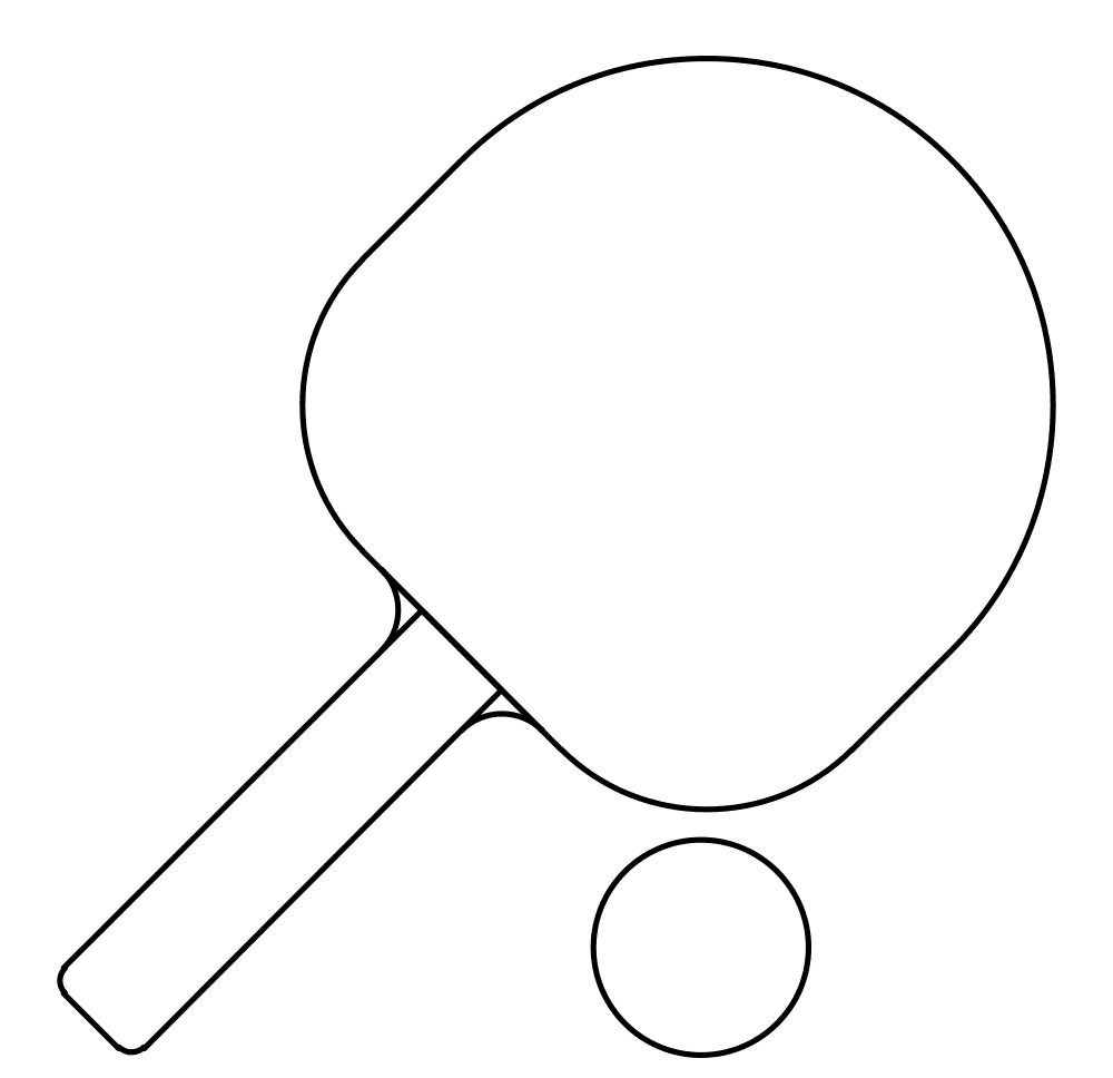 Table Tennis Racket And Ball Image For Kids Coloring Page