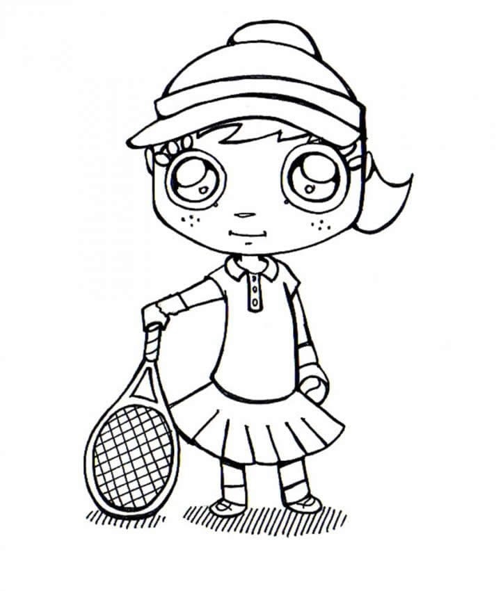 Tennis Player Ready To Play Coloring Page