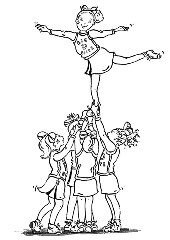 The Group Of Cheerleaders Coloring Page