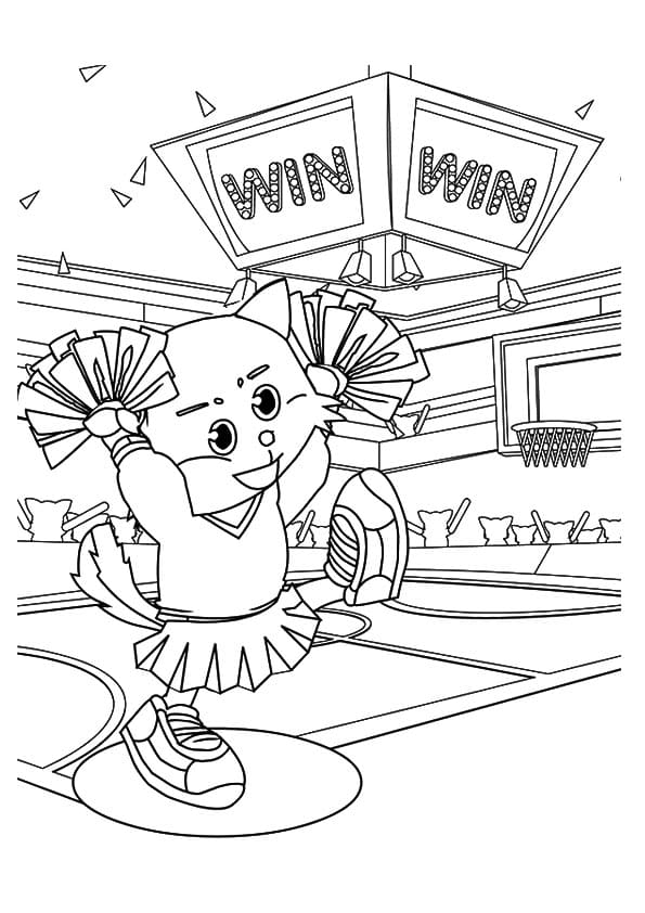 The Kitty Cheering For Her Team Coloring Page