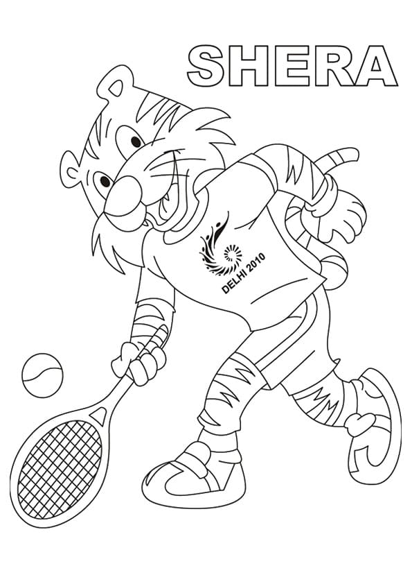 The Tennis Indian Tiger Coloring Page