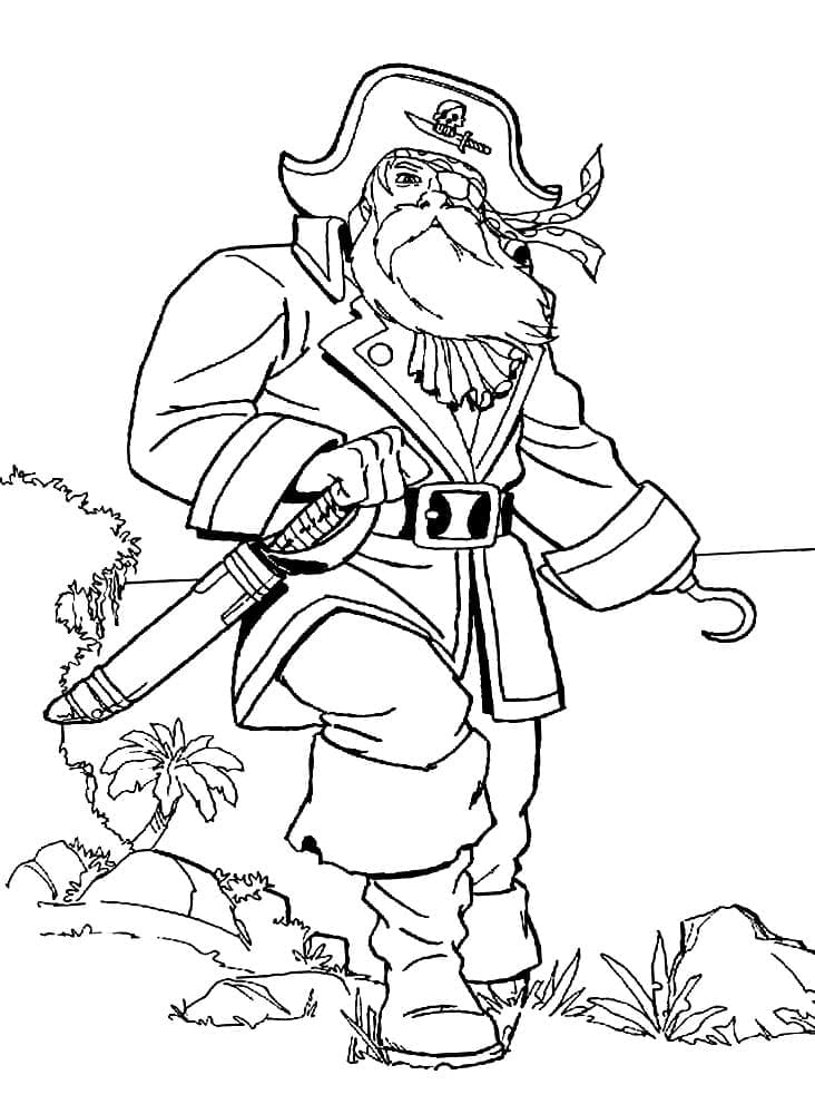 This Pirate Has A Hook Instead Of A Hand Coloring Page