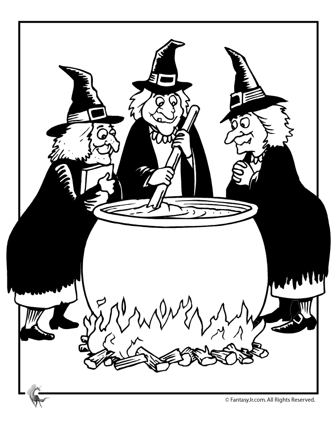 Three Witch Coloring Page