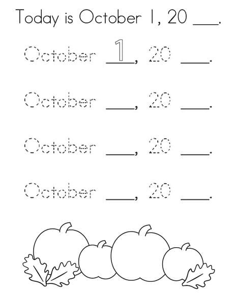 Today Is October Image For Children