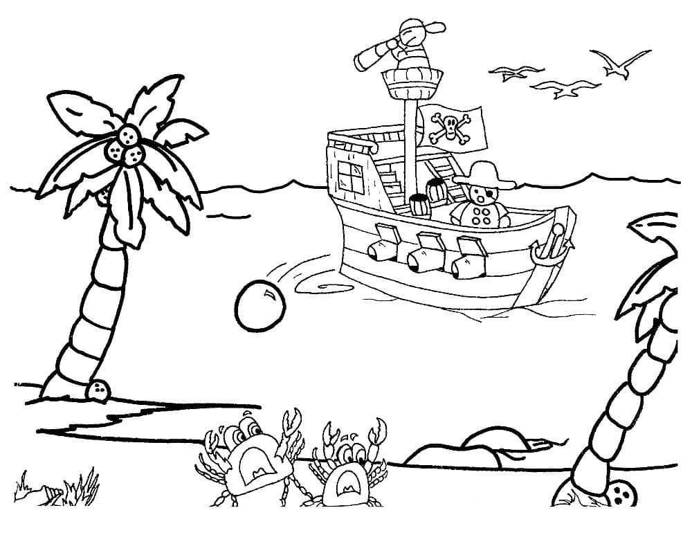 Travel Across The Sea Coloring Page