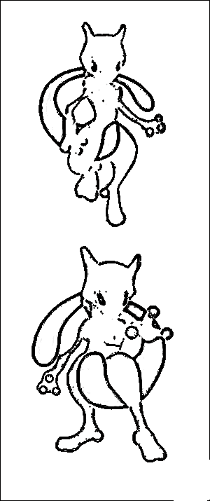 Two Mewtwo Image For Kids Coloring Page