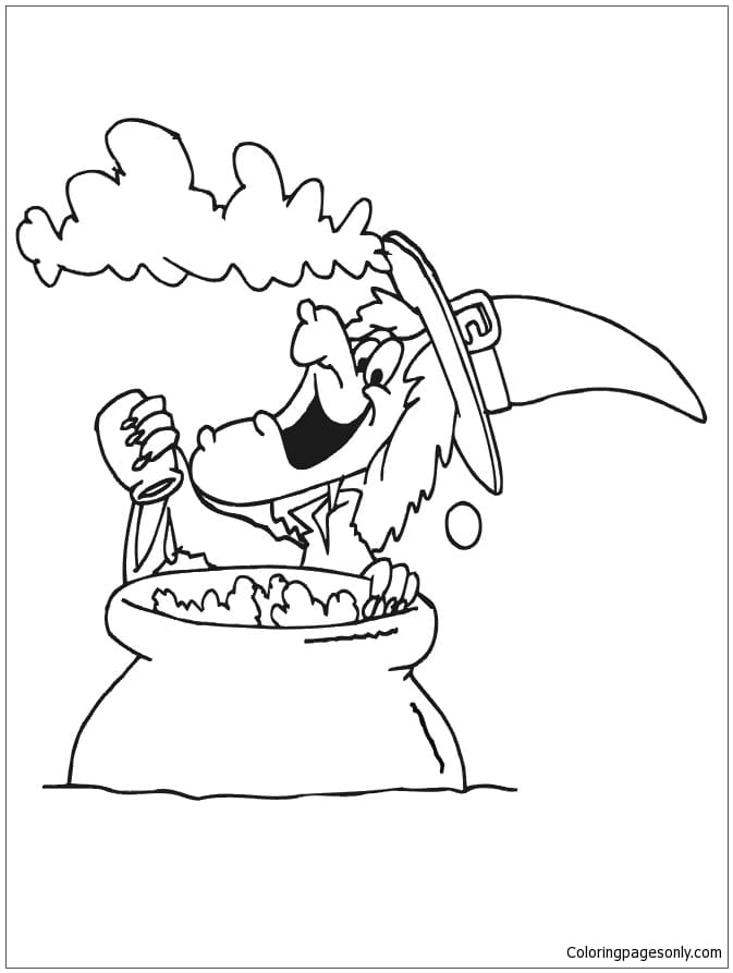 Witch Cauldron Image For Kids Coloring Page