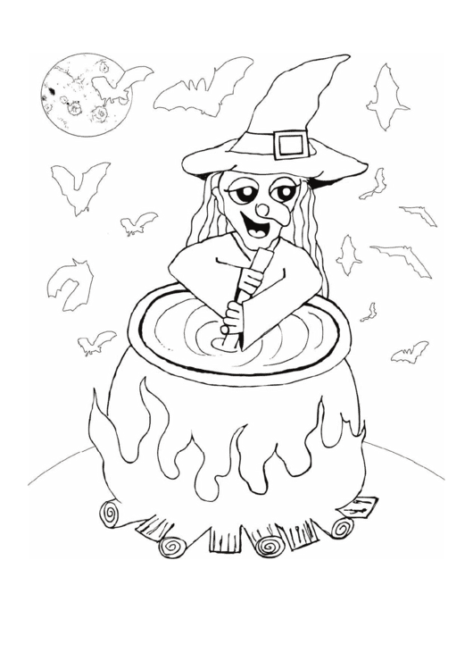 Witch For Children Coloring Page
