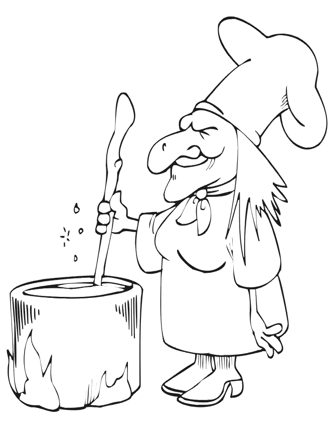 Witch For Kids Coloring Page