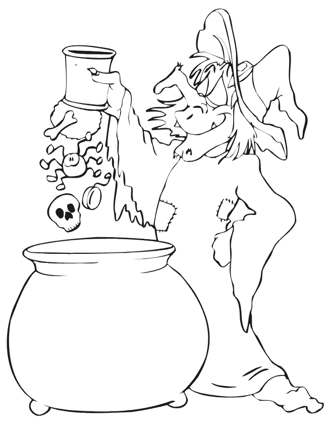 Witch Image For Kids Coloring Page