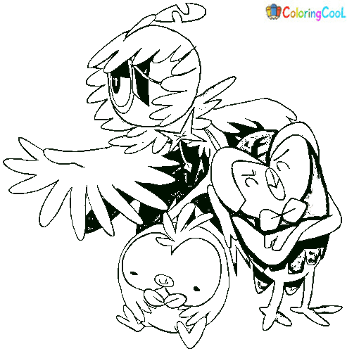 image Of Pokemon Rowlet Coloring Page