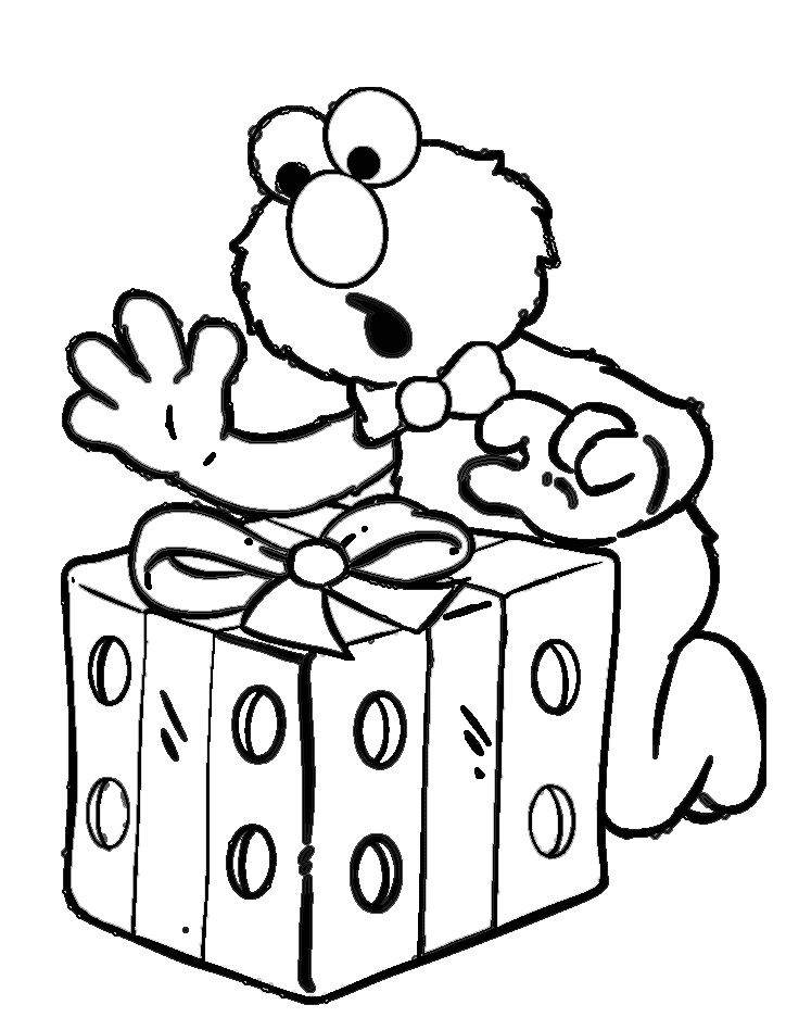 A Present For Elmo Coloring Page