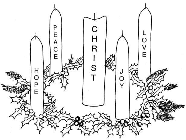 Advent Wreath Coloring Image For Children Coloring Page
