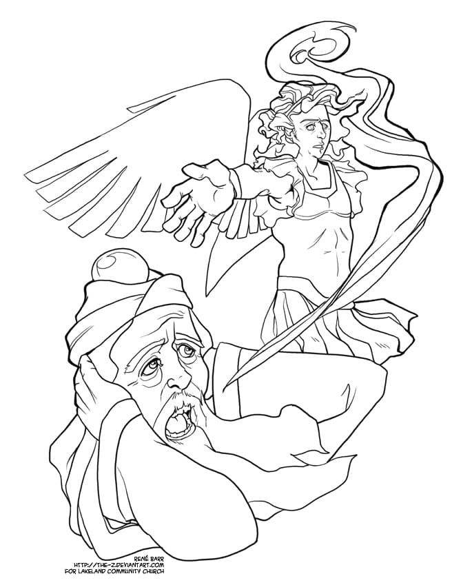 Angel And Zechariah Image For Kids Coloring Page