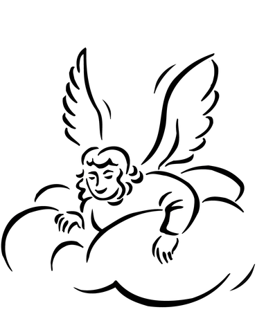 Angel In Clouds Coloring Page