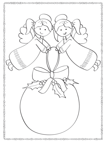 Angels Keeping Christmas Ornament Coloring Page