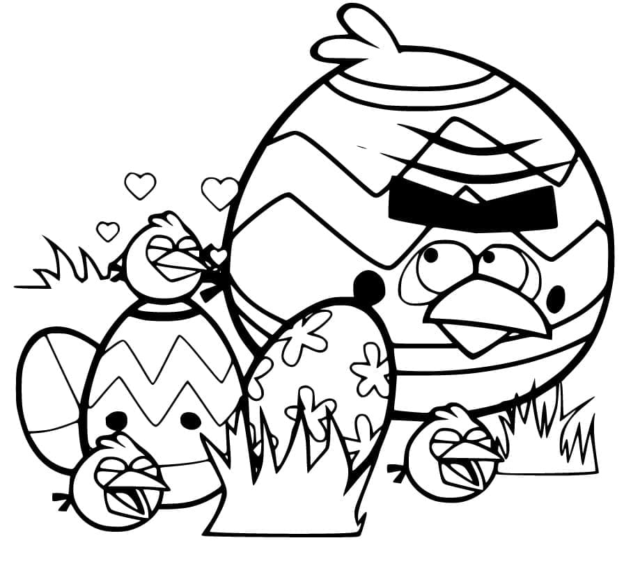 Angry Birds With Easter Eggs Printable Coloring Page