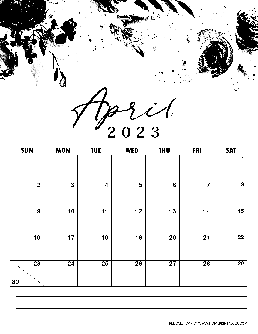 April 2023 Calendar Image For Kids