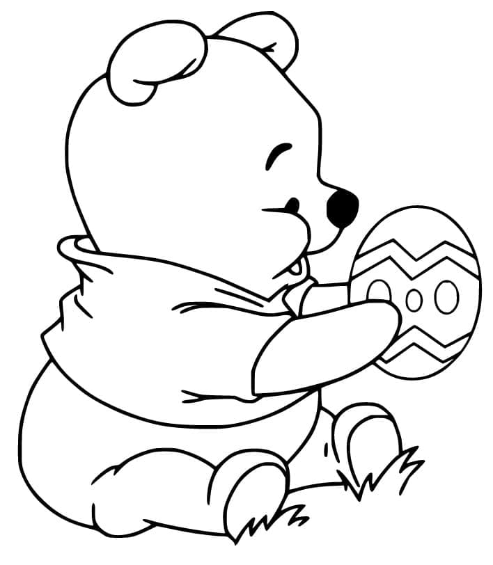 Baby Pooh With Easter Egg Picture Coloring Page