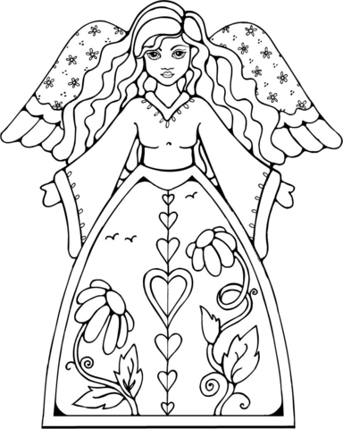 Beautiful Angel For Kids Coloring Page