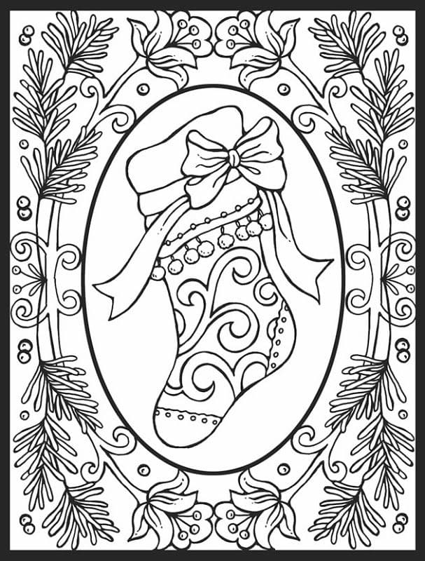 Beautiful Christmas Stocking Image For Kids Coloring Page
