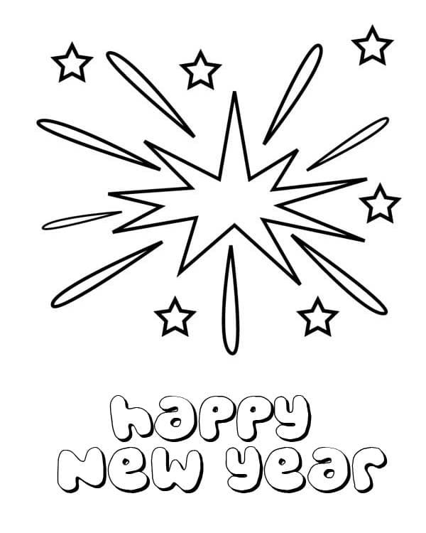 Beautiful Firework on New Years Eve Image For Children Coloring Page