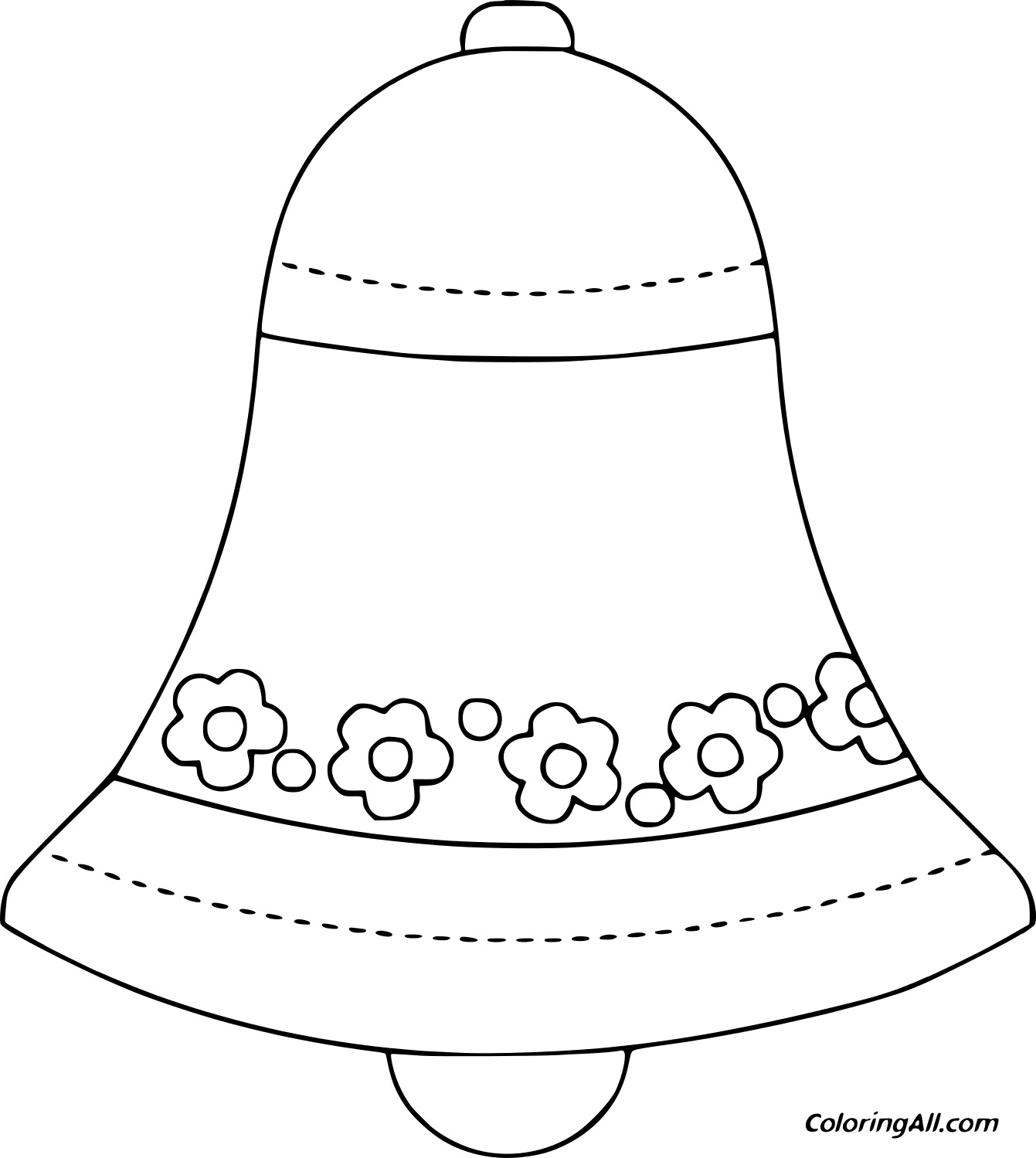 Bell With Flower Pattern Image For Kids Coloring Page