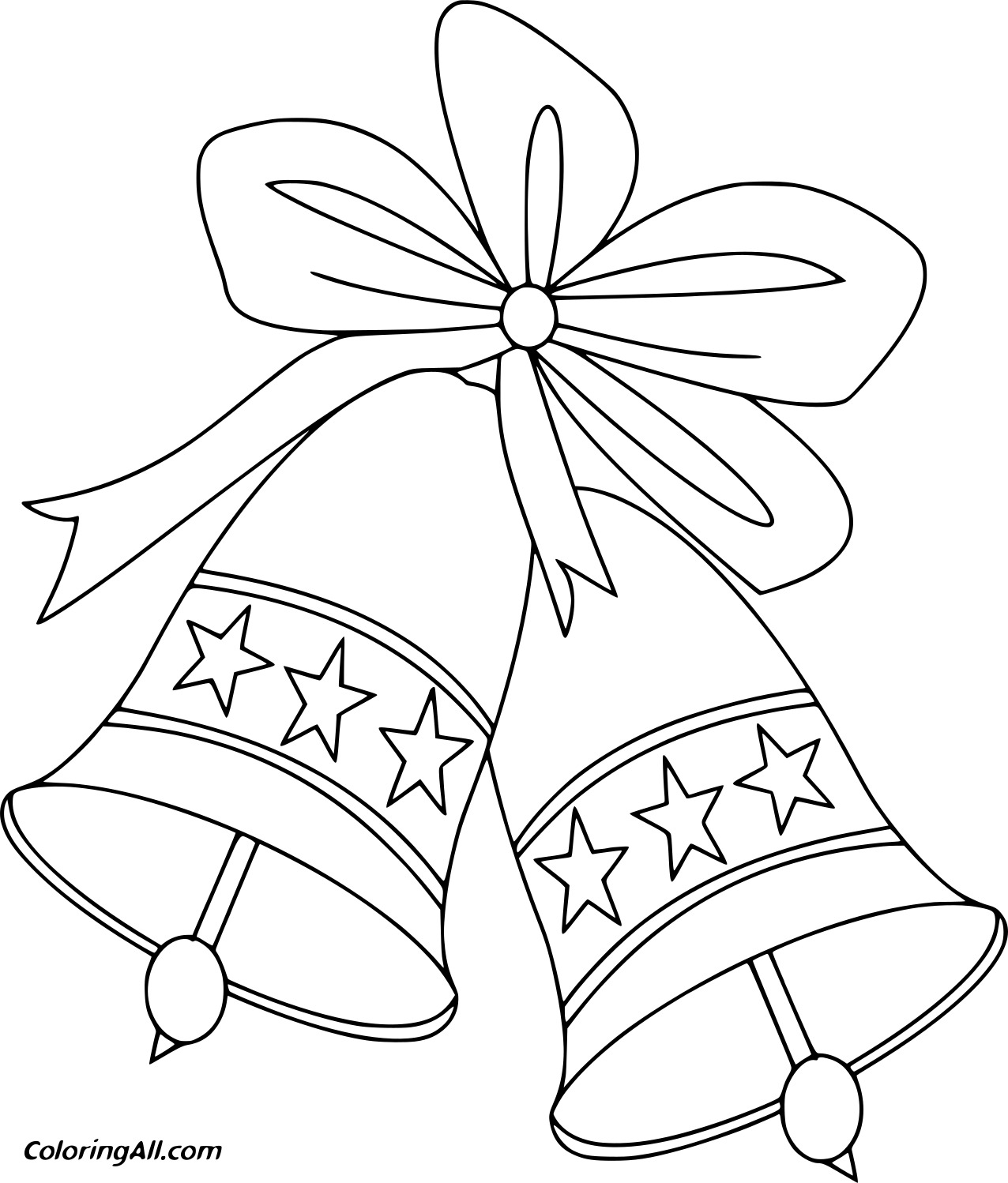 Bells With Three Stars Pattern Image For Kids Coloring Page