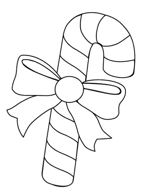 Big Candy Cane For Kids Coloring Page