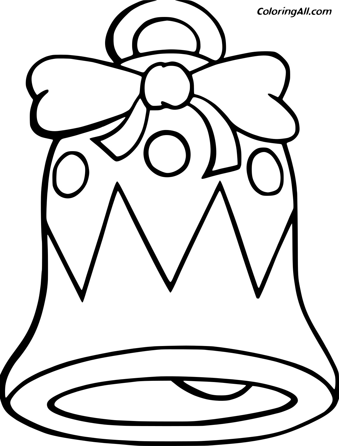 Big Christmas Bell Image For Kids Coloring Page