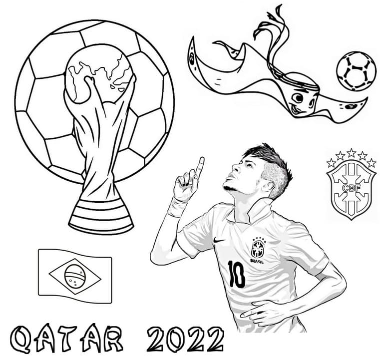 Brazil Neymar World Cup 2022 Coloring Page