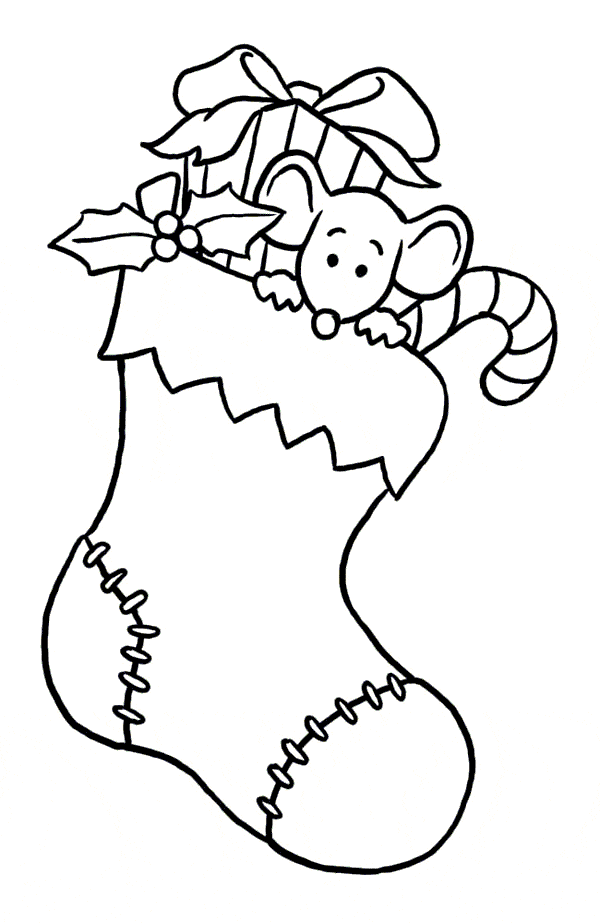 Candy Cane Christmas Stocking Coloring Page