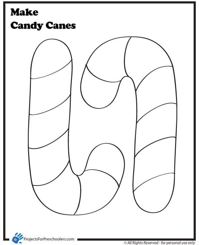 Candy Cane Craft Template For Kids Coloring Page