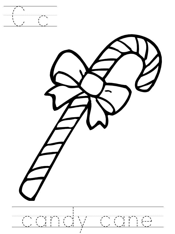 Candy Cane Cute Coloring Page