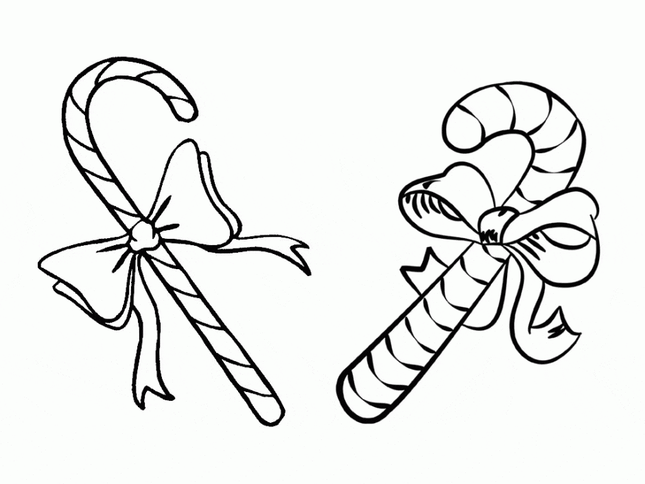 Candy Cane Drawing For Children Coloring Page