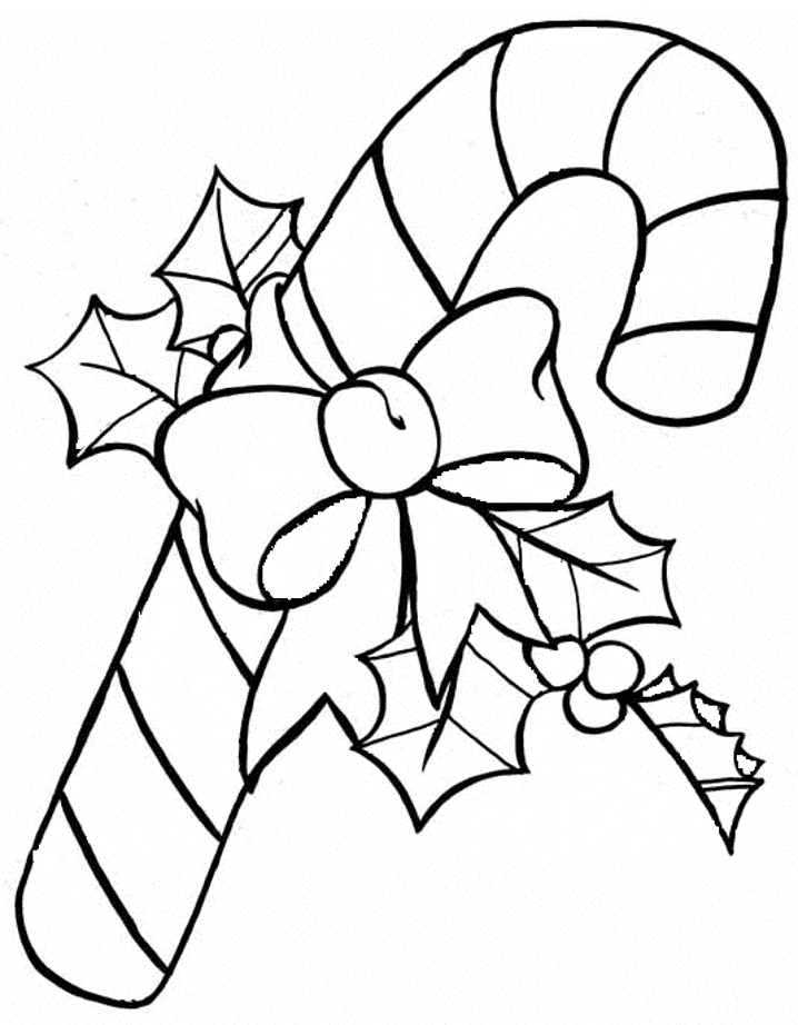 Candy Cane Drawing For Kids Coloring Page
