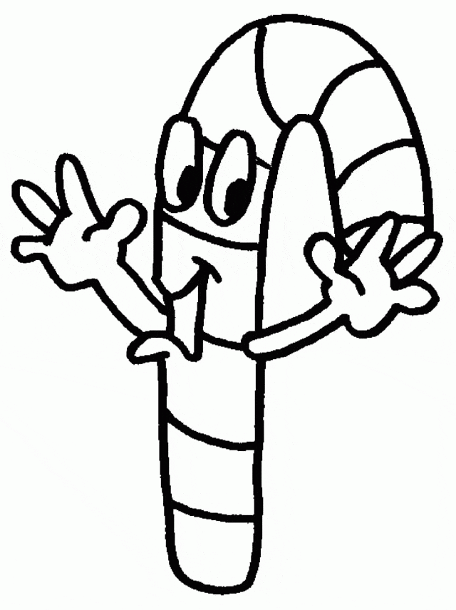 Candy Cane For Children Image Coloring Page