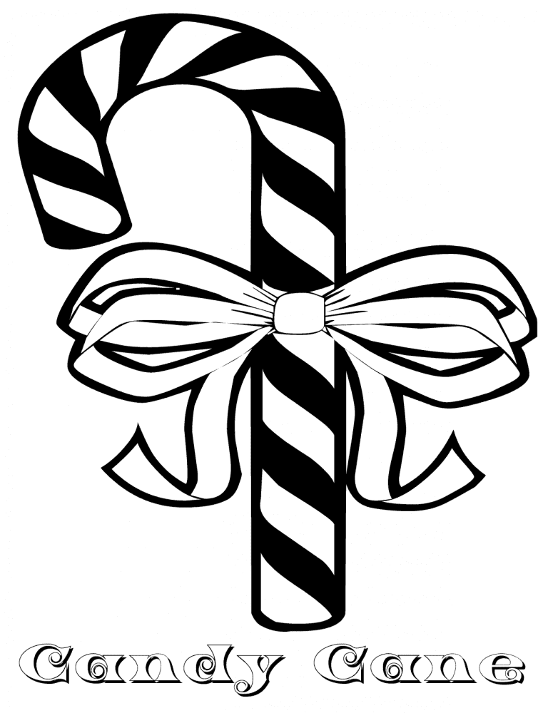 Candy Cane For Kids Coloring Page