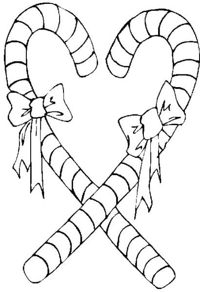 Candy Cane Heart Image For Kids Coloring Page