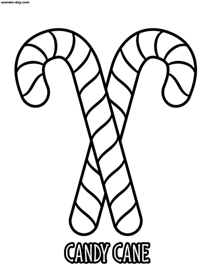 Candy Cane Image For Children Coloring Page