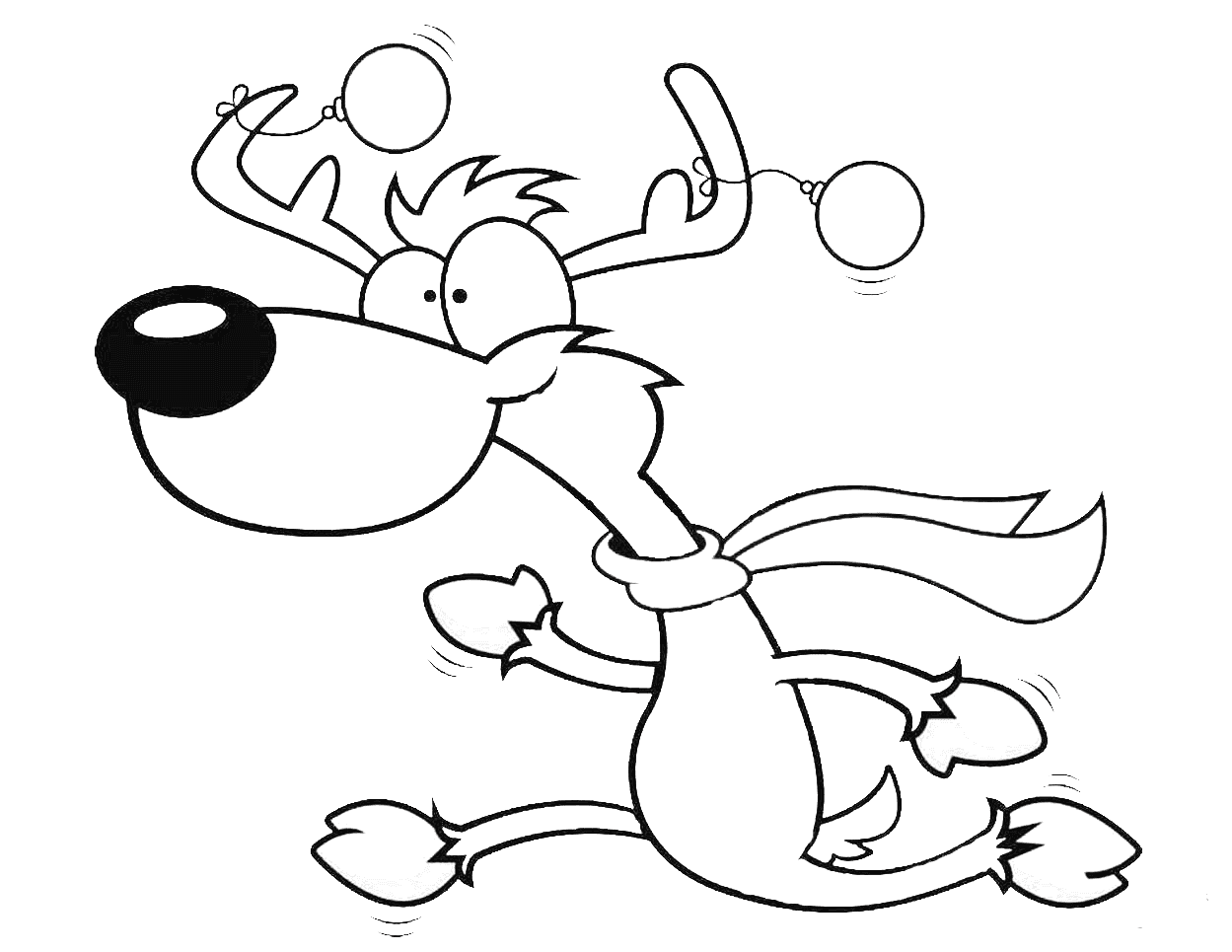 Cartoon Reindeer Running Image For Kids Coloring Page