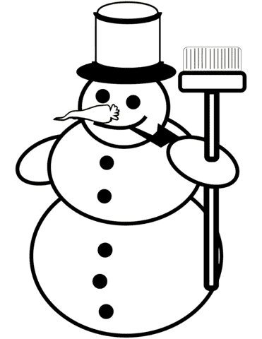 Cartoon Snowman Image For Kids Coloring Page