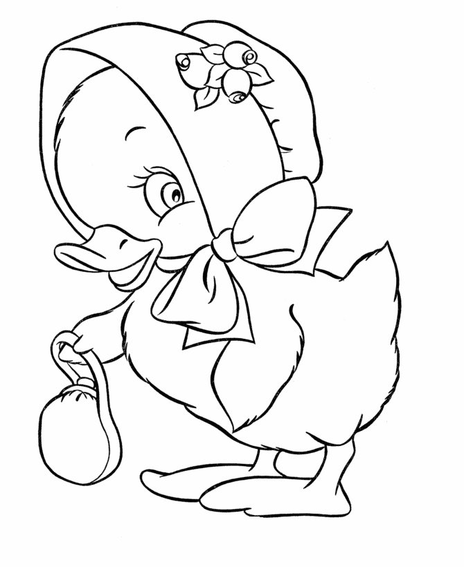 Chick Drawing Easter Coloring Page