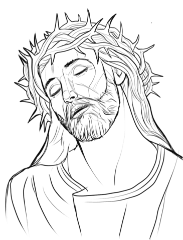 Christ With A Crown Of Thorns Image For Kids Coloring Page