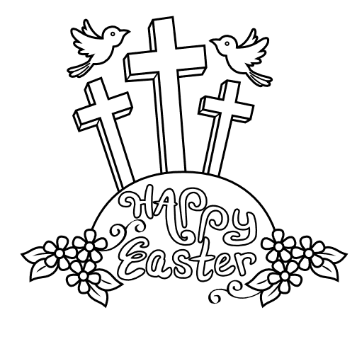 Christian Happy Easter Printable Coloring Page