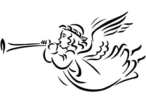 Christmas Angel Blowing Horn Coloring Page