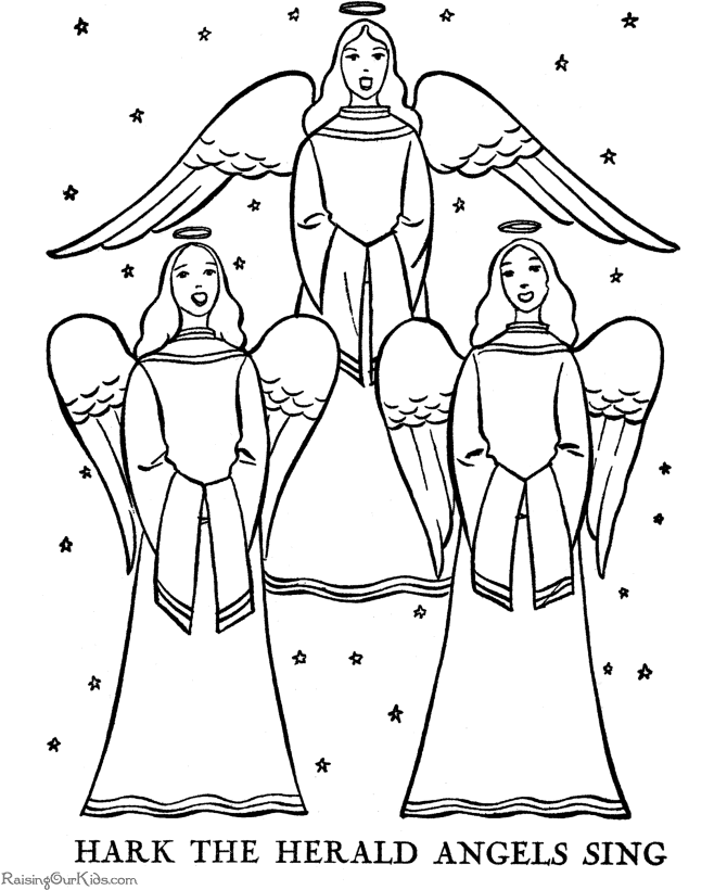 Christmas Angel Cute Drawing For Kids Coloring Page