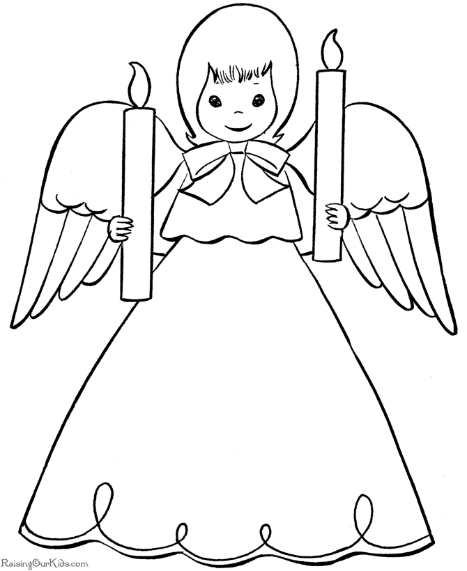 Christmas Angel Drawing For Kids Coloring Page