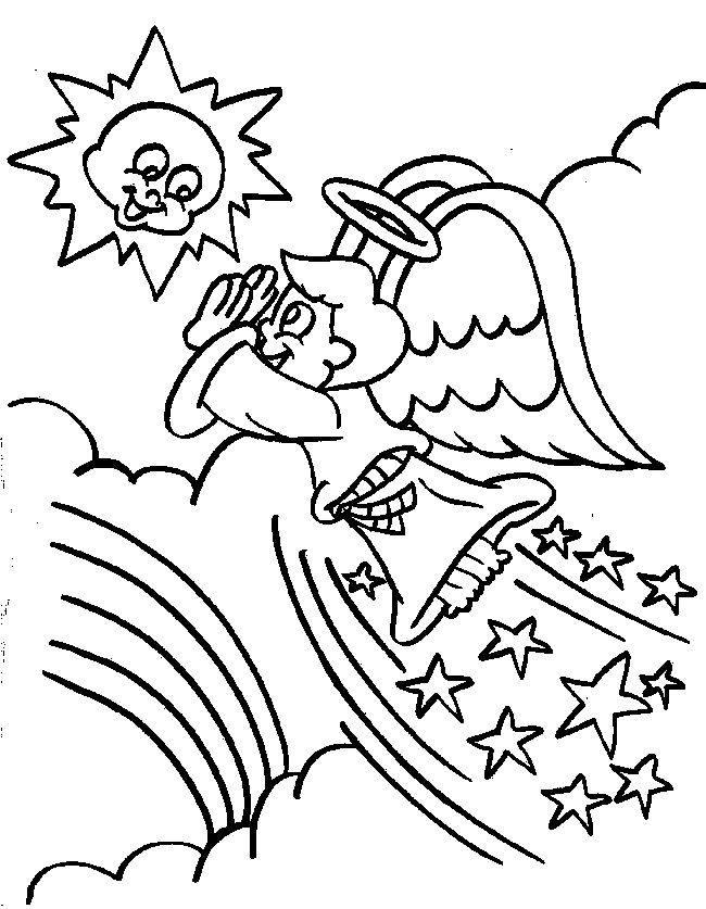 Christmas Angel For Children Image Coloring Page