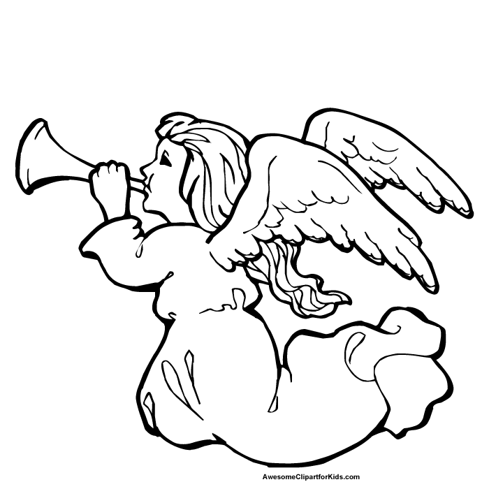 Christmas Angel For Children Picture Coloring Page